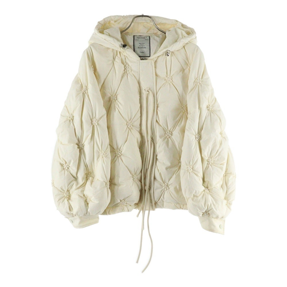 KUOSE(クオセ) PUFFER JACKET シャーリングデザイン フーデッド パフジャケット アイボリー レディース KSC2308001