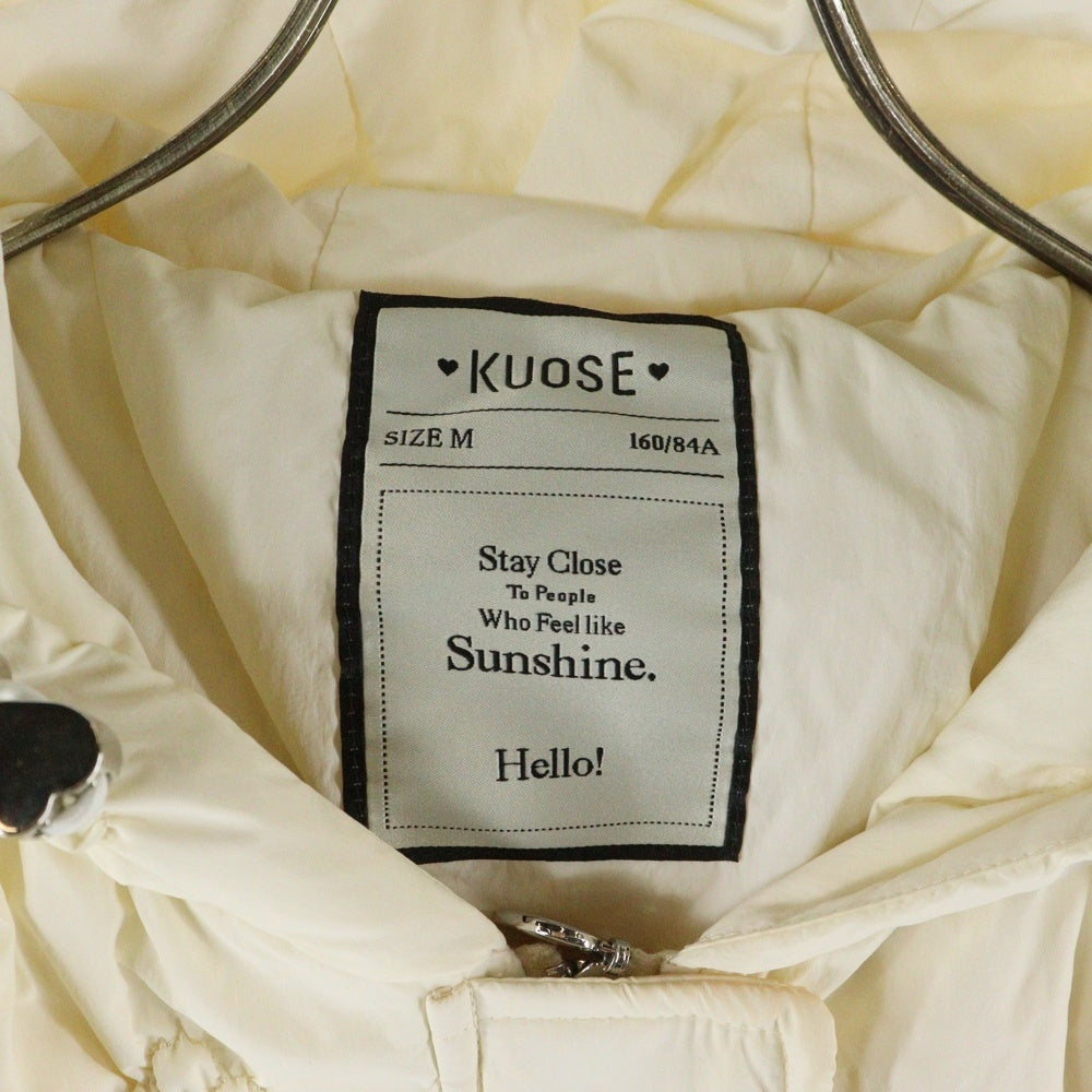 KUOSE(クオセ) PUFFER JACKET シャーリングデザイン フーデッド パフジャケット アイボリー レディース KSC2308001