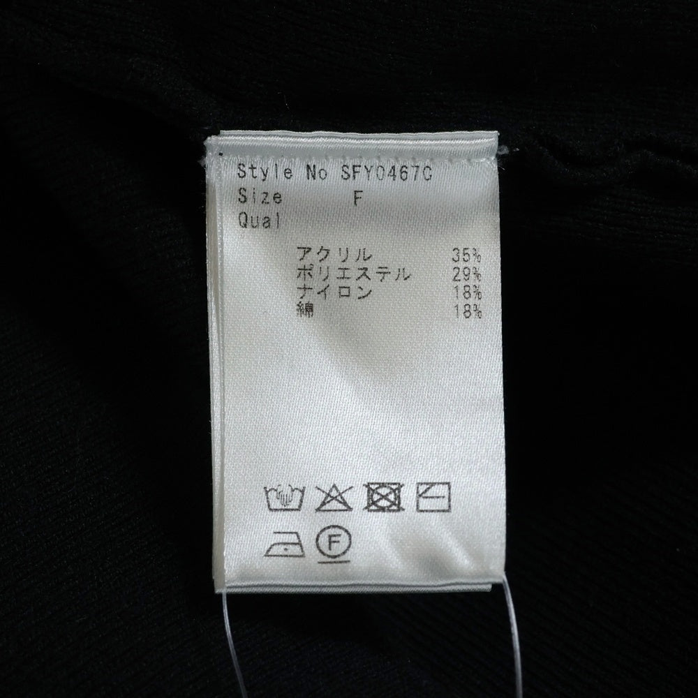 NO BRAND(ノーブランド) michellMacaron ミシェルマカロン レースリボンデザイン 半袖ニット セーター ブラック レディース SFY0467C