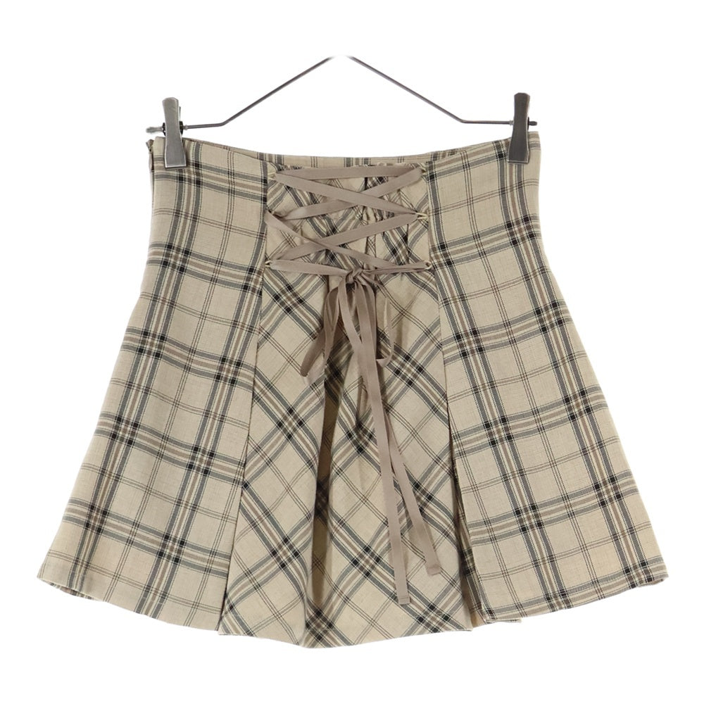 NO BRAND(ノーブランド) michellMacaron ミシェルマカロン フレアチェックスカート ベージュ レディース SCC0440