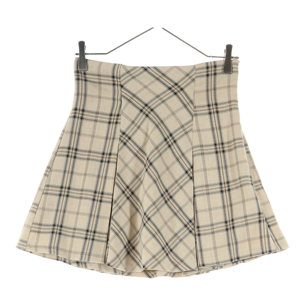 NO BRAND(ノーブランド) michellMacaron ミシェルマカロン フレアチェックスカート ベージュ レディース SCC0440