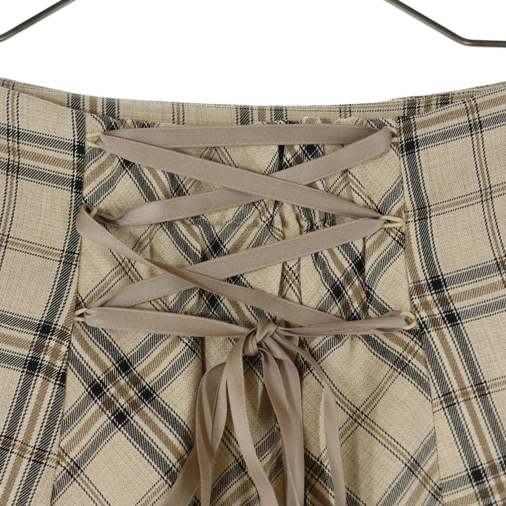 NO BRAND(ノーブランド) michellMacaron ミシェルマカロン フレアチェックスカート ベージュ レディース SCC0440