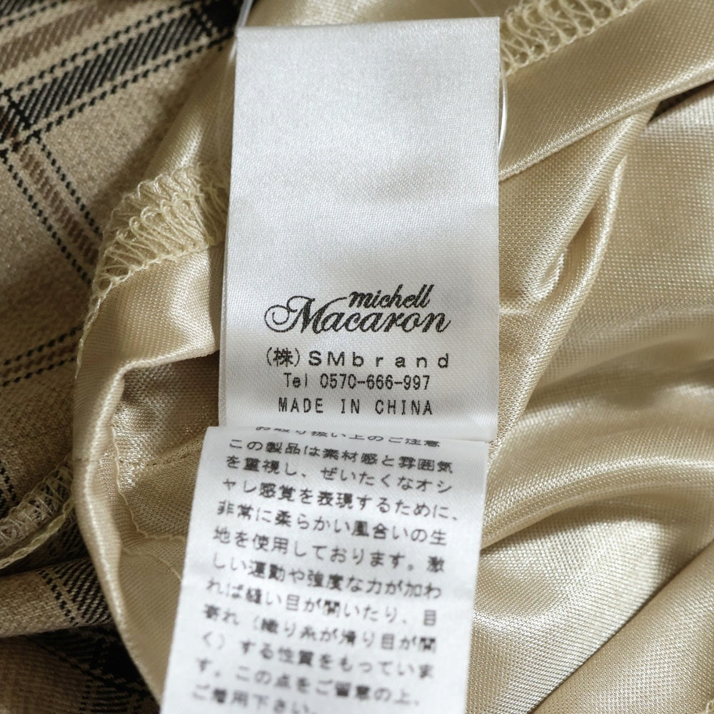 NO BRAND(ノーブランド) michellMacaron ミシェルマカロン フレアチェックスカート ベージュ レディース SCC0440