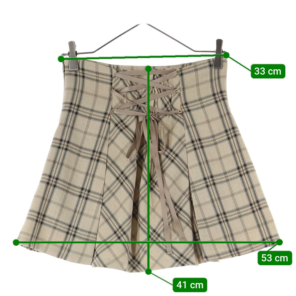 NO BRAND(ノーブランド) michellMacaron ミシェルマカロン フレアチェックスカート ベージュ レディース SCC0440