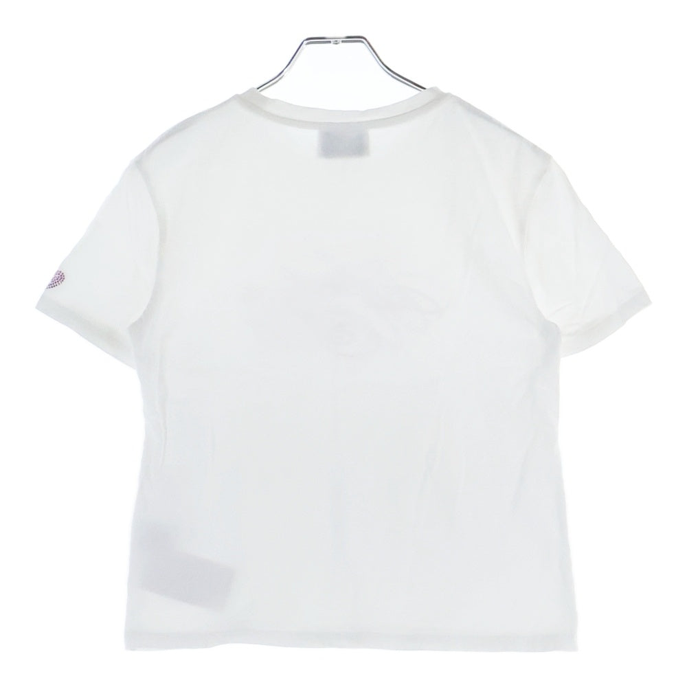 TREAT URSELF(トリートユアセルフ) ラインストーン装飾 クルーネック 半袖Tシャツ カットソー ホワイト レディース 1241-0191-TR-1