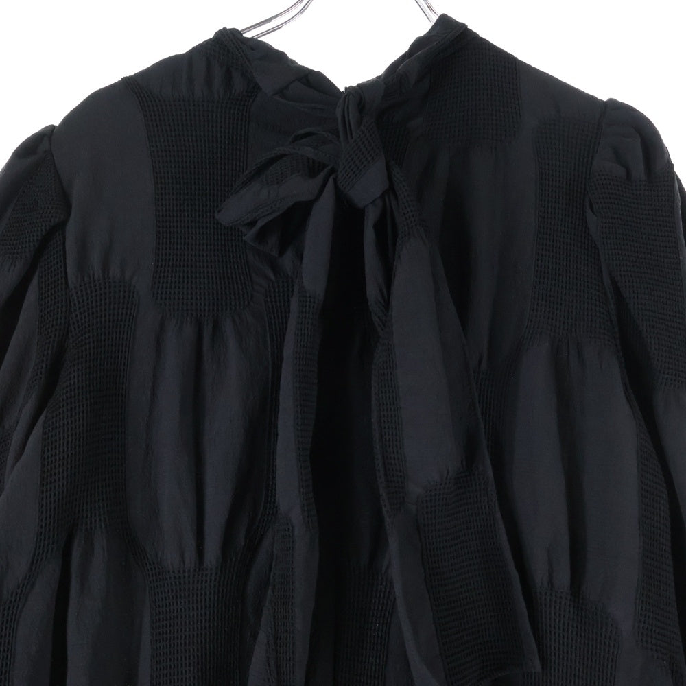 FRAY I.D(フレイアイディー) シャーリング ジャガード ロングスリーブ ワンピース レディース ブラック FWFO225039