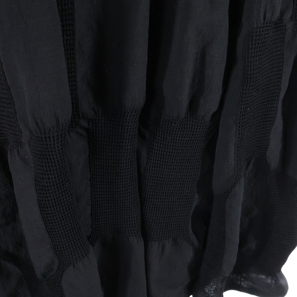 FRAY I.D(フレイアイディー) シャーリング ジャガード ロングスリーブ ワンピース レディース ブラック FWFO225039