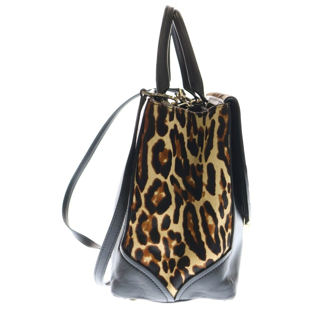 Kate Spade(ケイトスペード) ハラコ レオパード レザーショルダーバッグ ブラック/ブラウン