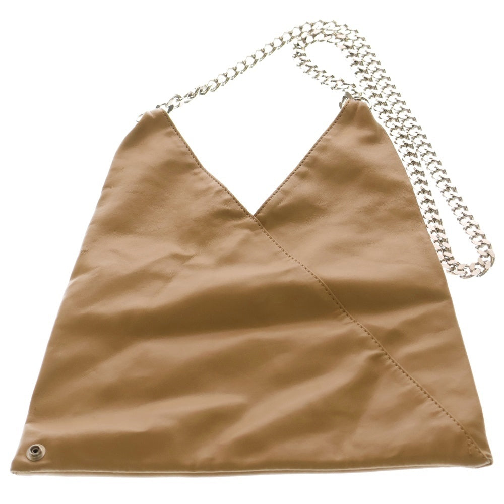 MM6 Maison Margiela(エムエムシックスメゾンマルジェラ) ロゴステッチ フェイクレザー トライアングル チェーンショルダーバッグ ブラウン S54WG0042 P2260 レディース