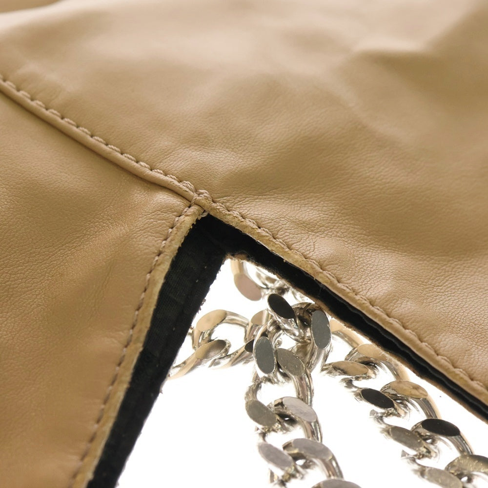 MM6 Maison Margiela(エムエムシックスメゾンマルジェラ) ロゴステッチ フェイクレザー トライアングル チェーンショルダーバッグ ブラウン S54WG0042 P2260 レディース