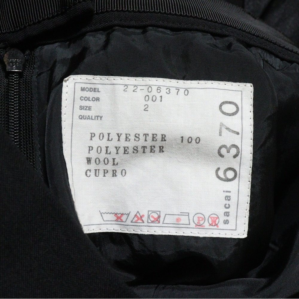 Sacai(サカイ) 22AW Organza Pants プリーツ加工 オルガンザ ワイドパンツ ブラック レディース 22-06370