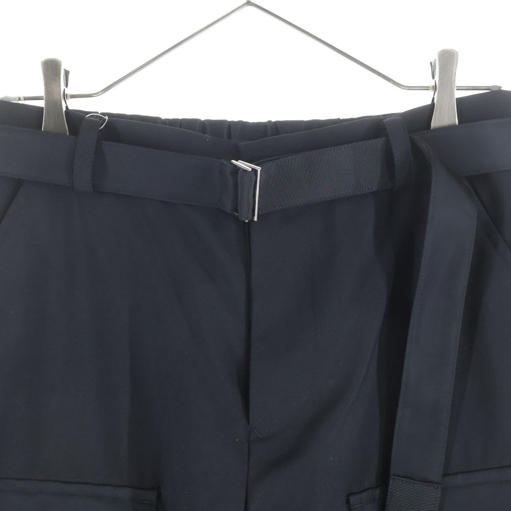 Sacai(サカイ) 23SS Suiting Pants ベルト付き カーゴ スラックスパンツ ブラック レディース 24-07512