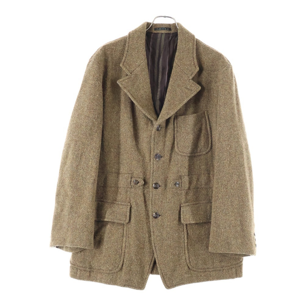 NICOLE(ニコル) ウールキュプラ ヘリンボーン テーラードジャケット ブラウン MN3309