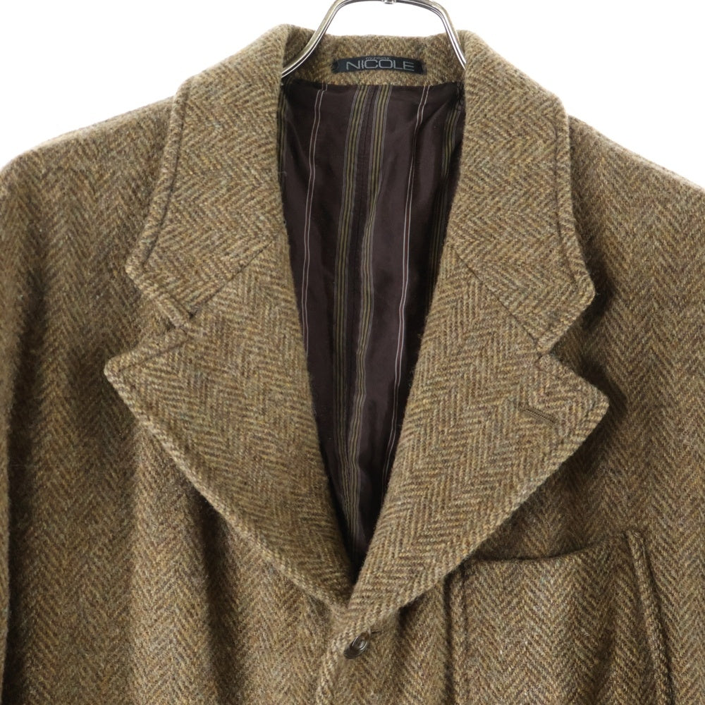 NICOLE(ニコル) ウールキュプラ ヘリンボーン テーラードジャケット ブラウン MN3309