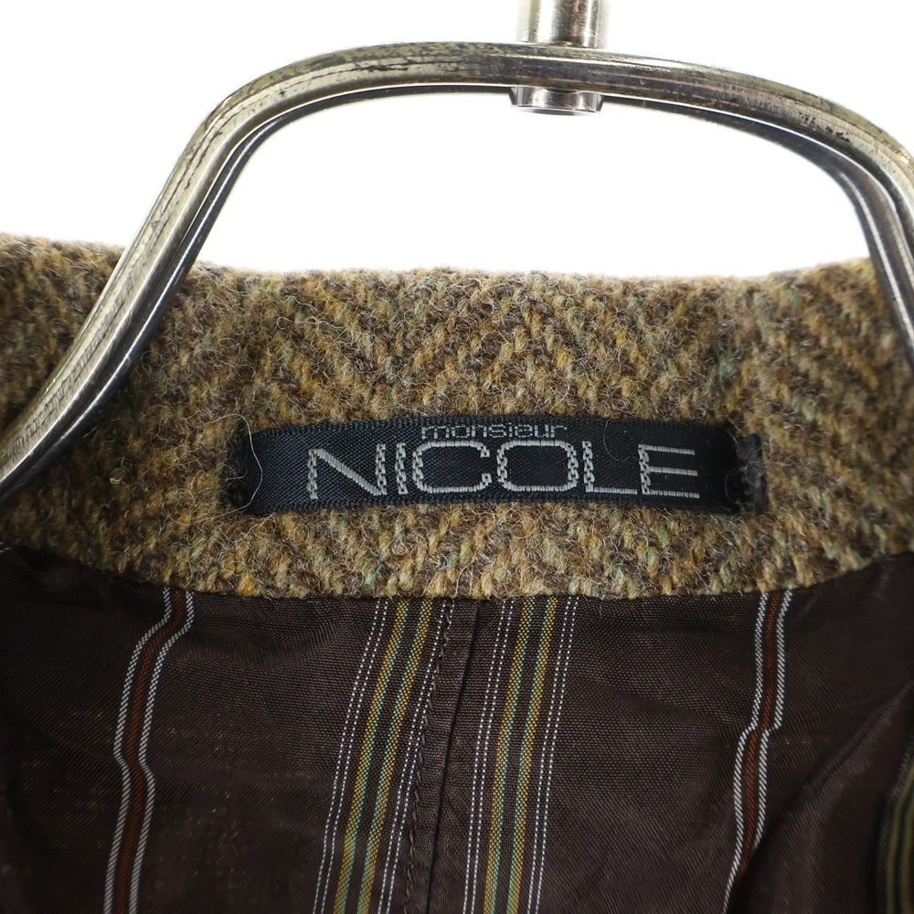 NICOLE(ニコル) ウールキュプラ ヘリンボーン テーラードジャケット ブラウン MN3309