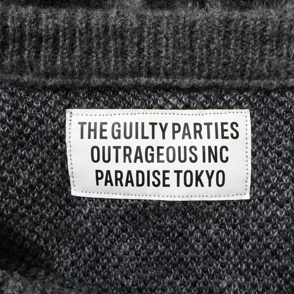 WACKO MARIA(ワコマリア) LEOPARD MOHAIR KNIT クルーネック レオパード モヘアニットセーター グレー