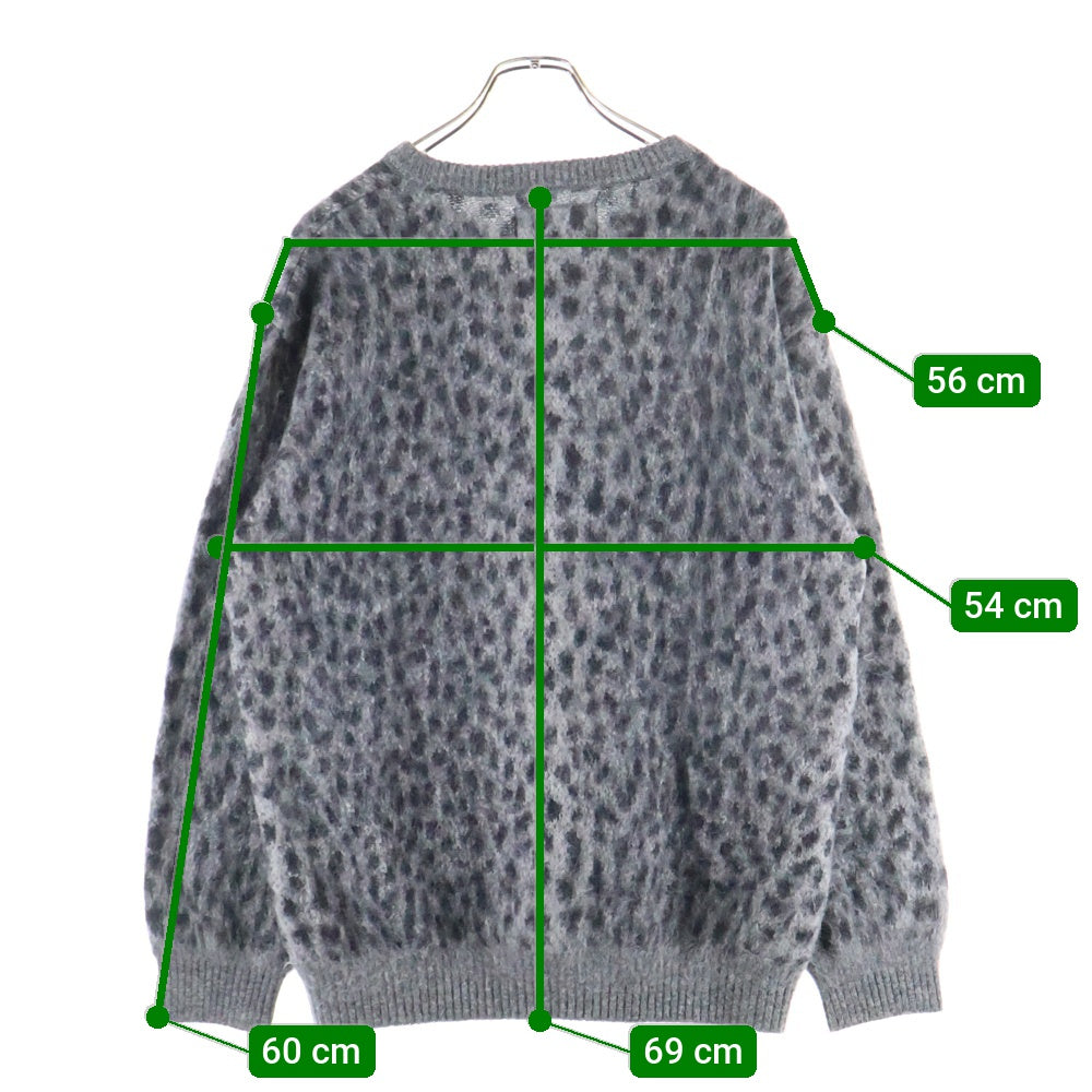 WACKO MARIA(ワコマリア) LEOPARD MOHAIR KNIT クルーネック レオパード モヘアニットセーター グレー