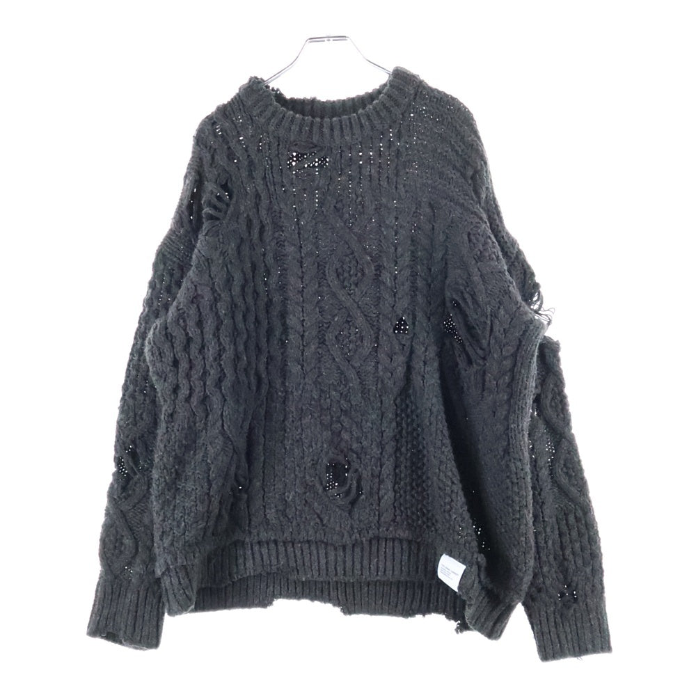 NEIGHBORHOOD(ネイバーフッド) 23AW PATCHWORK SAVAGE SWEATER パッチワーク サベージ ニット セーター グレー 232FUNH‐KNM01