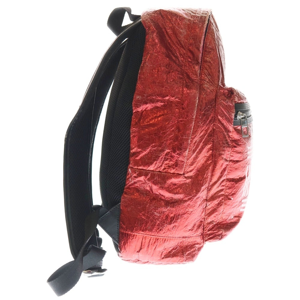 KENZO(ケンゾー) PRINTED METALLIC CRINKLED-SHELL BACKPACK プリント メタリック クリンクルド シェル バックバック リュック ホワイト/レッド