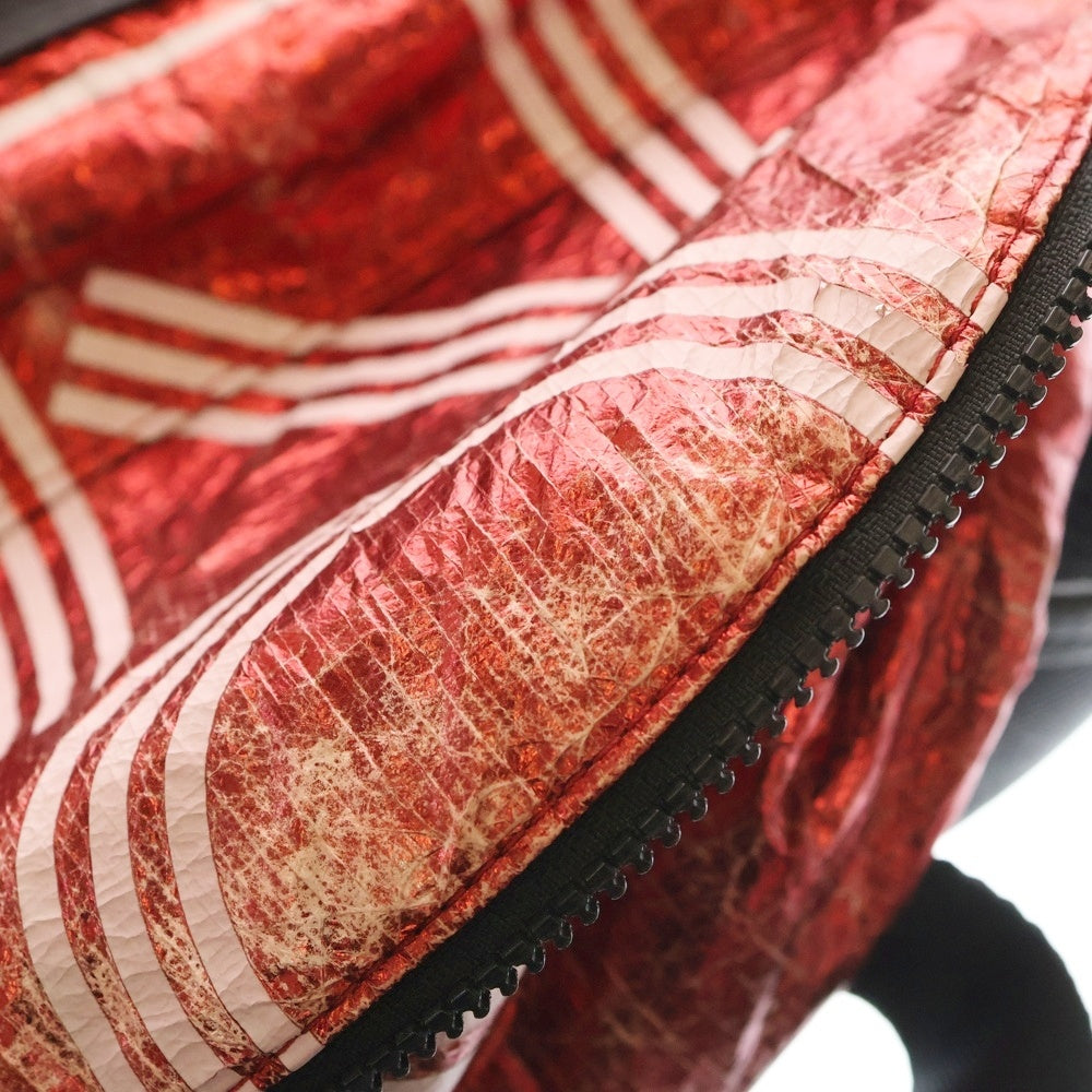 KENZO(ケンゾー) PRINTED METALLIC CRINKLED-SHELL BACKPACK プリント メタリック クリンクルド シェル バックバック リュック ホワイト/レッド