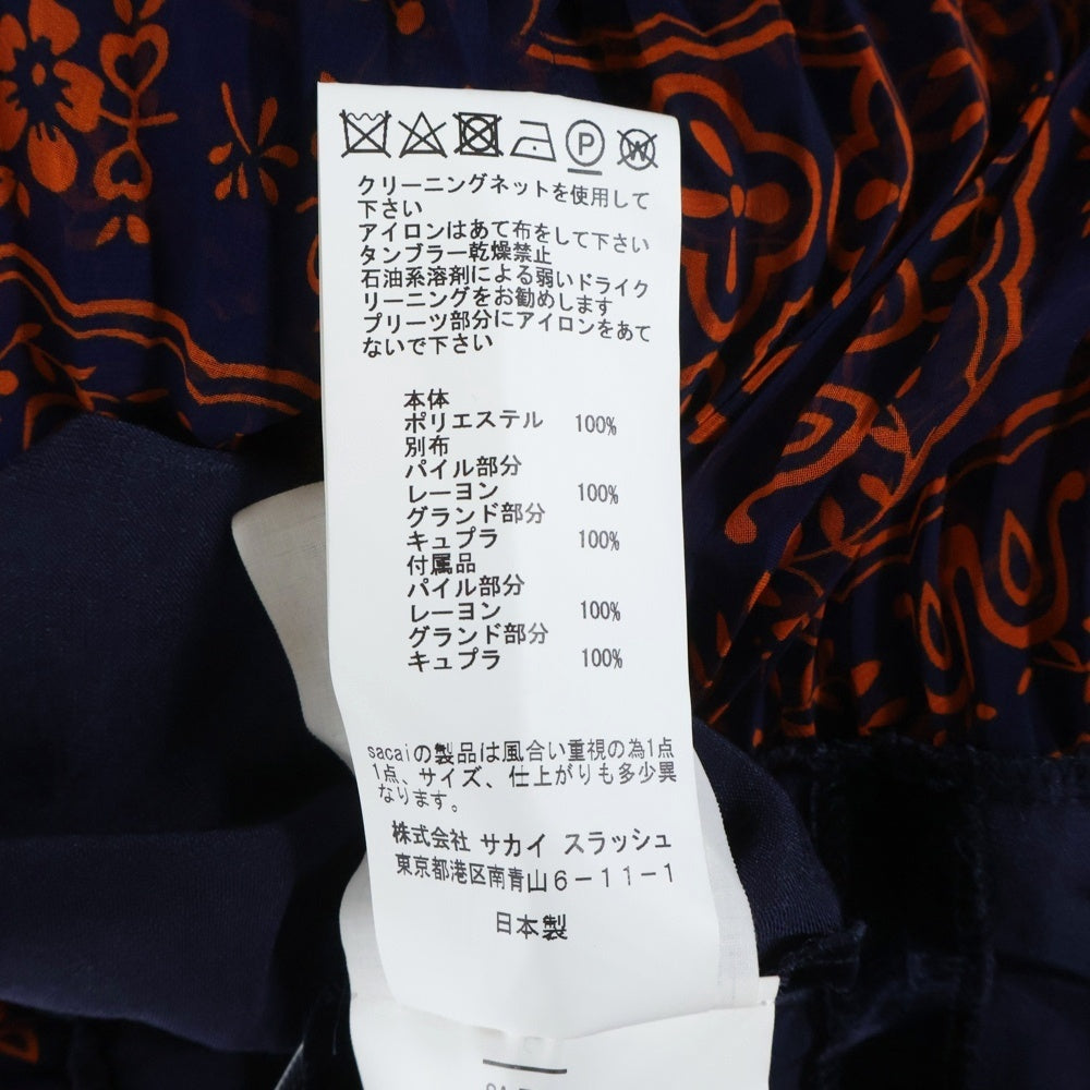 Sacai(サカイ) 18AW ペイズリー 切替 ワンピース ドレス レディース マルチ 18‐03922