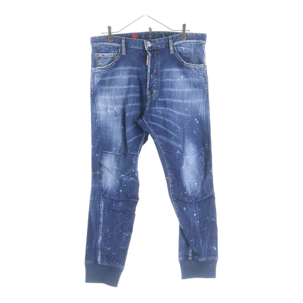 DSQUARED2(ディースクエアード) 24SS TRACK DENIM PANTS ダメージ加工 ジョガージーンズ デニムパンツ インディゴ S74KB0860