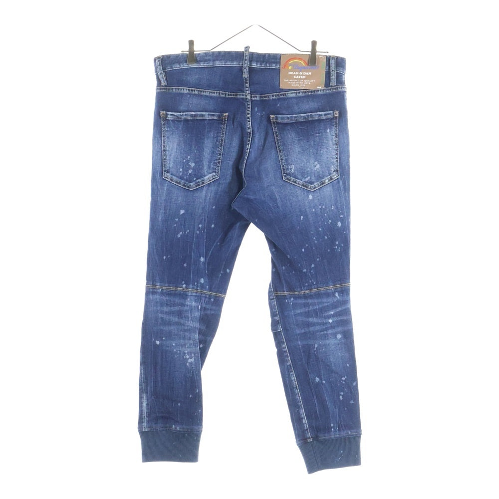 DSQUARED2(ディースクエアード) 24SS TRACK DENIM PANTS ダメージ加工 ジョガージーンズ デニムパンツ インディゴ S74KB0860