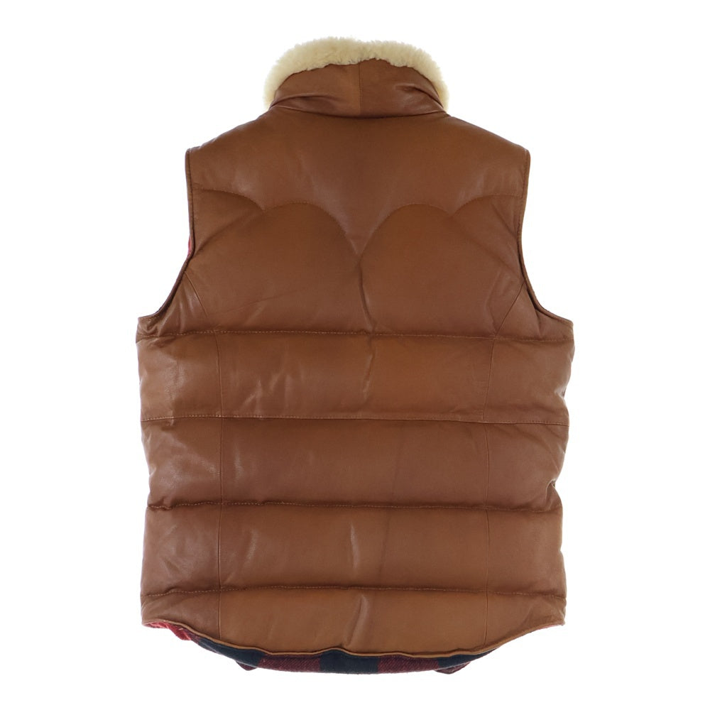 T.M.T(ティーエムティー) ゴートレザー ムートンボアベスト ジャケット ブラウン TJK-F1103