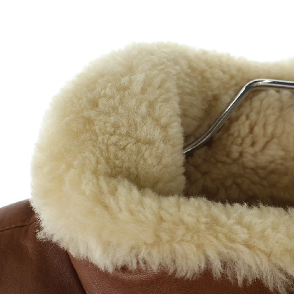 T.M.T(ティーエムティー) ゴートレザー ムートンボアベスト ジャケット ブラウン TJK-F1103