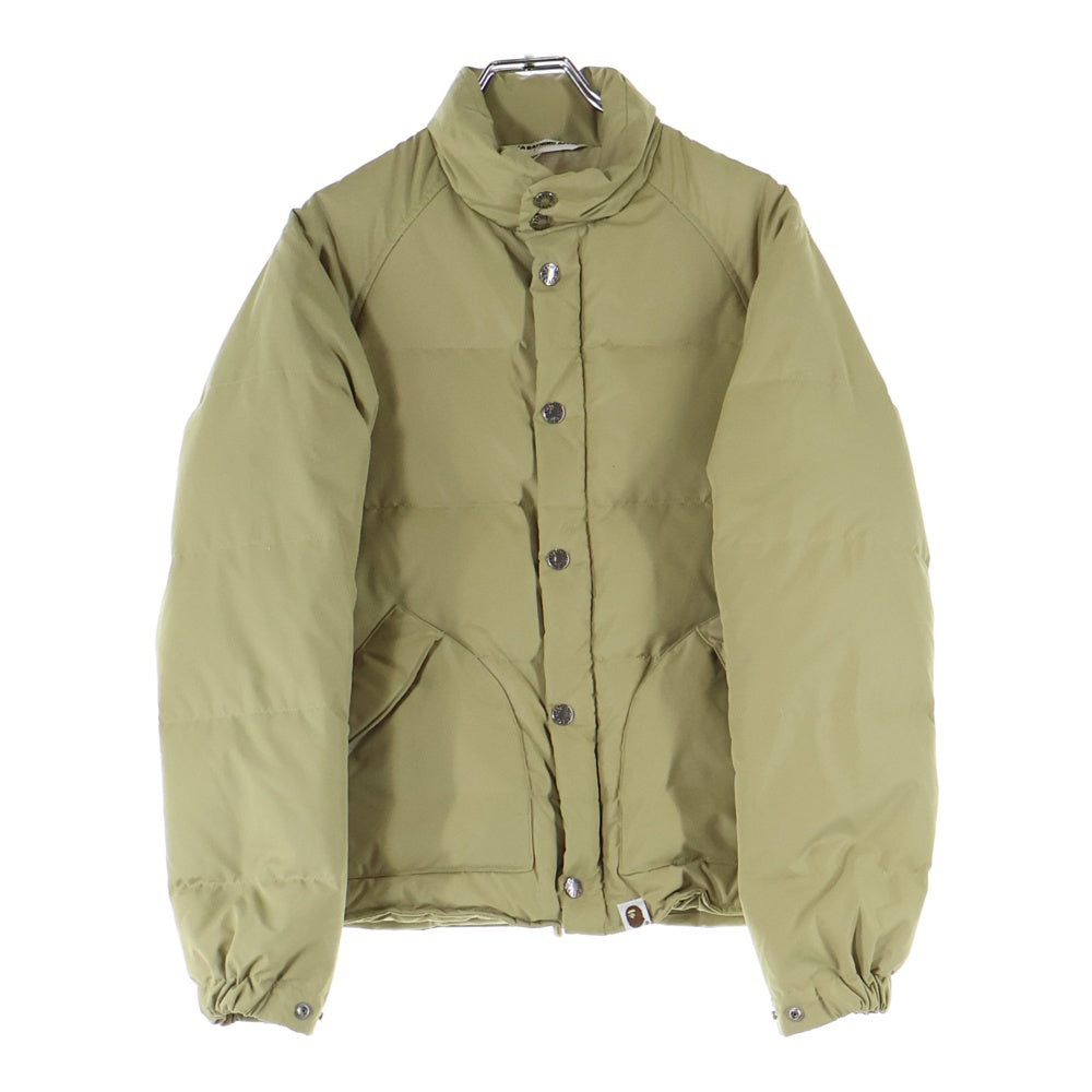A BATHING APE(アベイシングエイプ) スナップボタン ドローストリング ジップアップ ライトダウンジャケット ベージュ