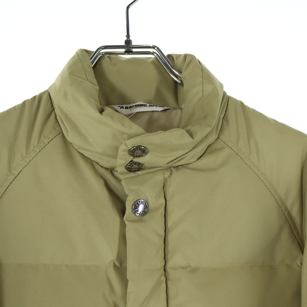 A BATHING APE(アベイシングエイプ) スナップボタン ドローストリング ジップアップ ライトダウンジャケット ベージュ