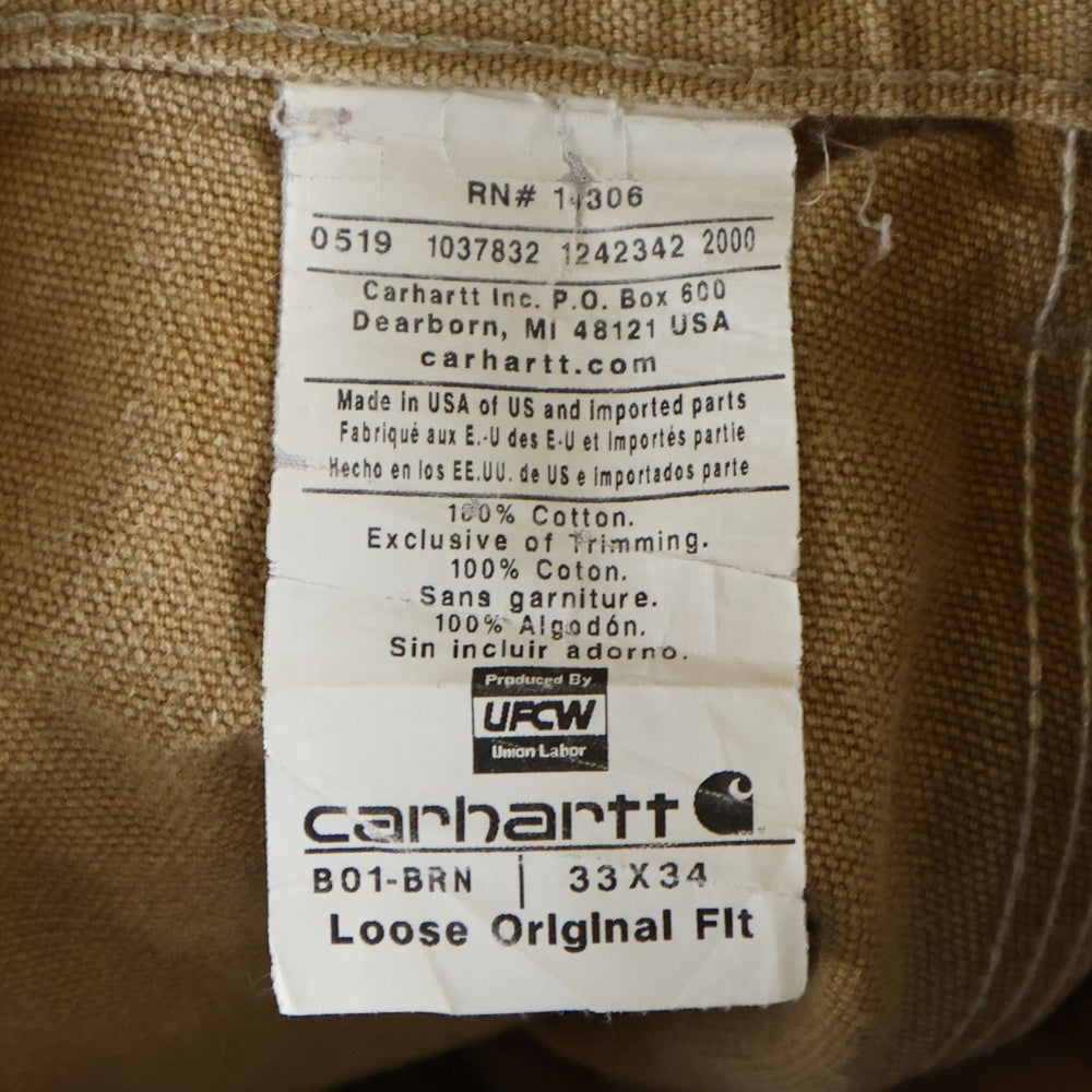 CARHARTT(カーハート) DUCK DOUBLE FRONT LOOSE FIT ルーズフィット ダック地 ダブルニー ペインターワークパンツ ブラウン B01-BRN