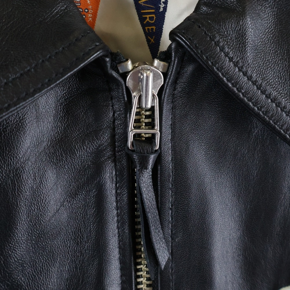 AVIREX(アヴィレックス) LIGHT SIGNATURE VARSITY JACKET ライト シグネチャー ヴァーシティ レザージャケット ブラック 783-3950007