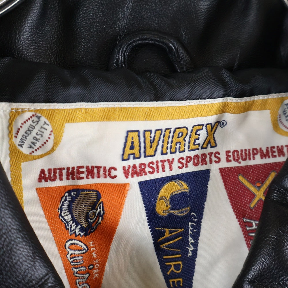 AVIREX(アヴィレックス) LIGHT SIGNATURE VARSITY JACKET ライト シグネチャー ヴァーシティ レザージャケット ブラック 783-3950007
