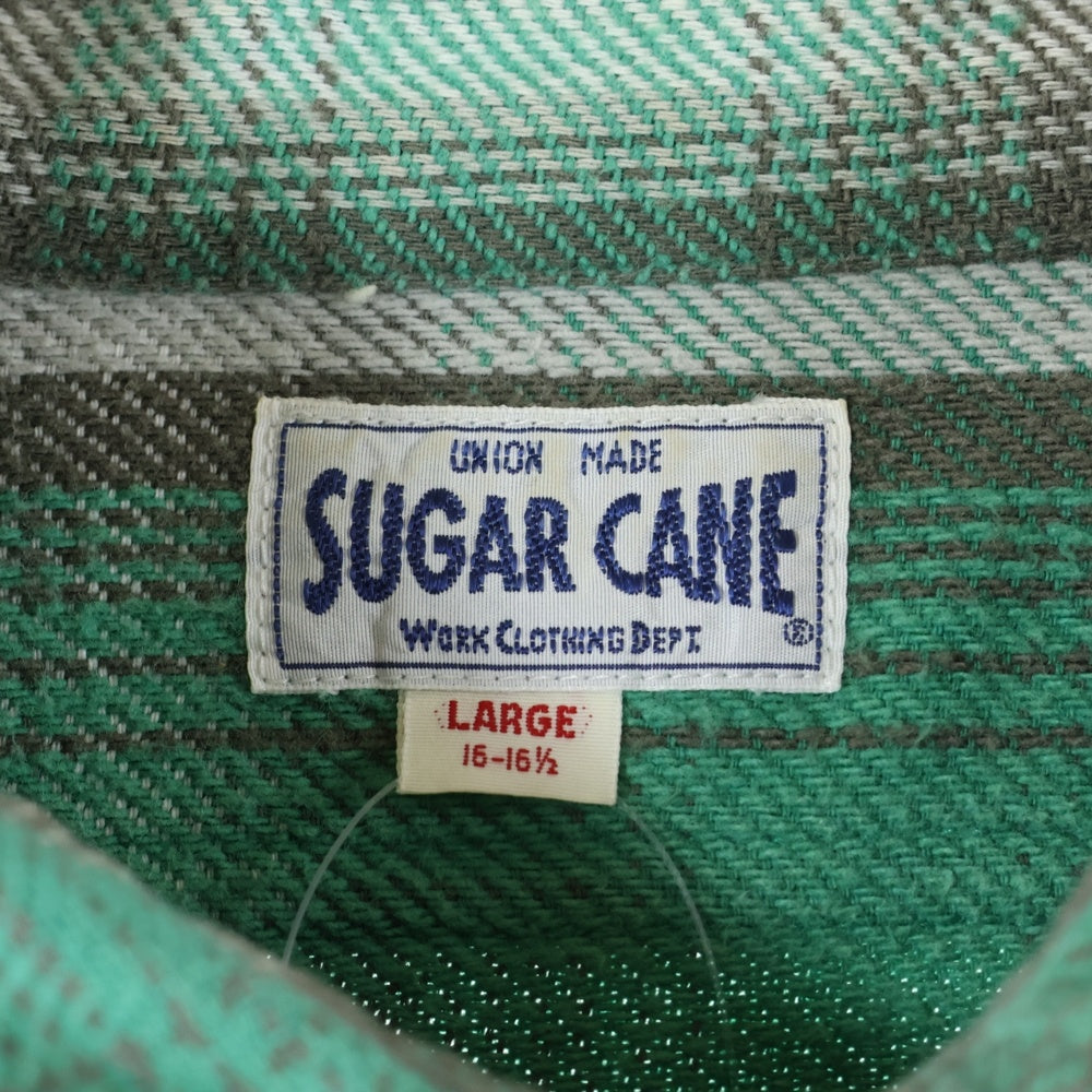 SUGAR CANE(シュガーケーン) チェック柄 ロングスリーブ コットンシャツ グリーン