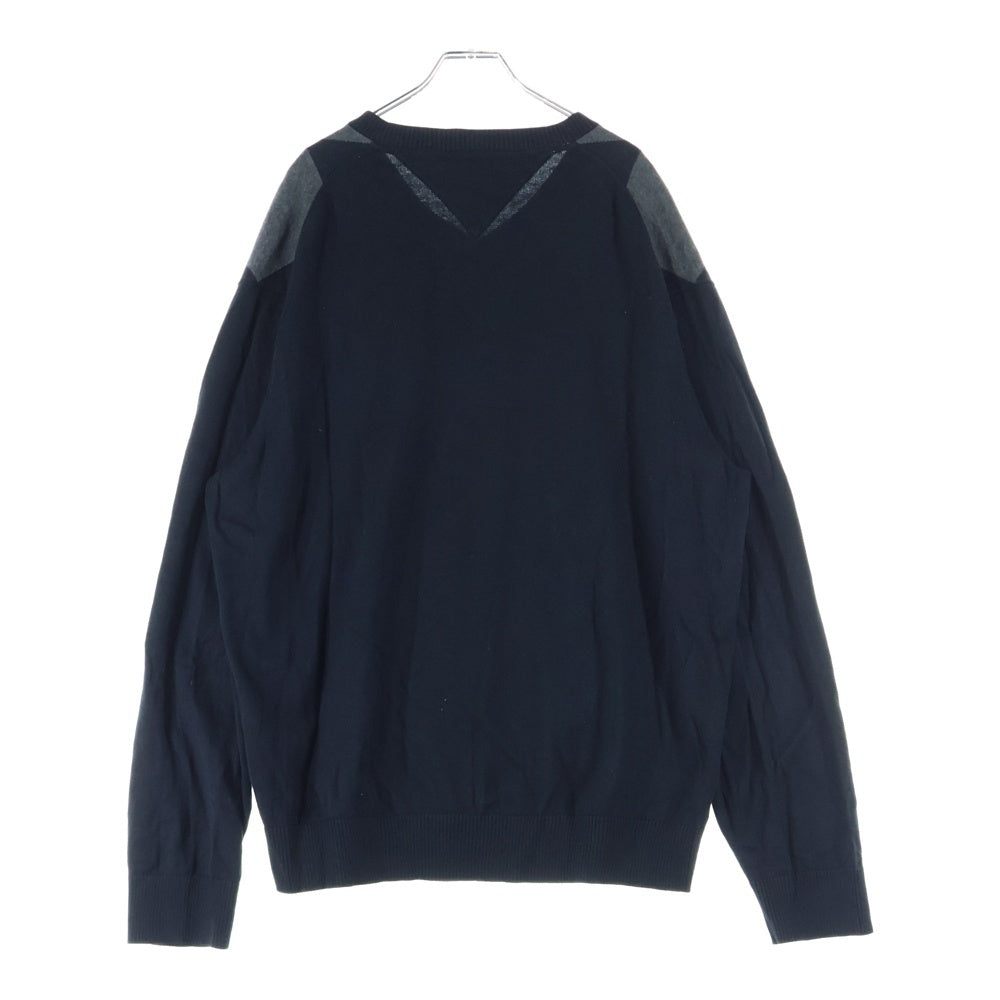 TOMMY HILFIGER(トミーヒルフィガー) ロゴパッチ Vネックニットセーター ブラック/グレー 0500606