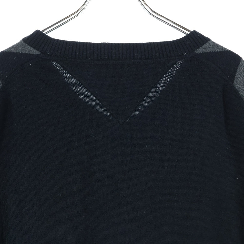 TOMMY HILFIGER(トミーヒルフィガー) ロゴパッチ Vネックニットセーター ブラック/グレー 0500606