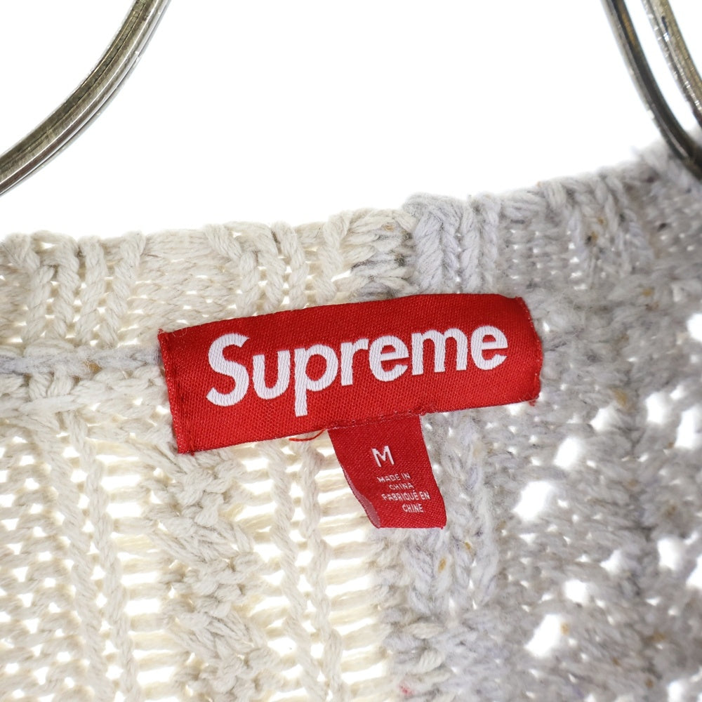 SUPREME(シュプリーム) 23AW Patchwork Cable Knite Cardigan パッチワークデザイン ケーブルデザイン マルチポケット ニット カーディガン ベージュ