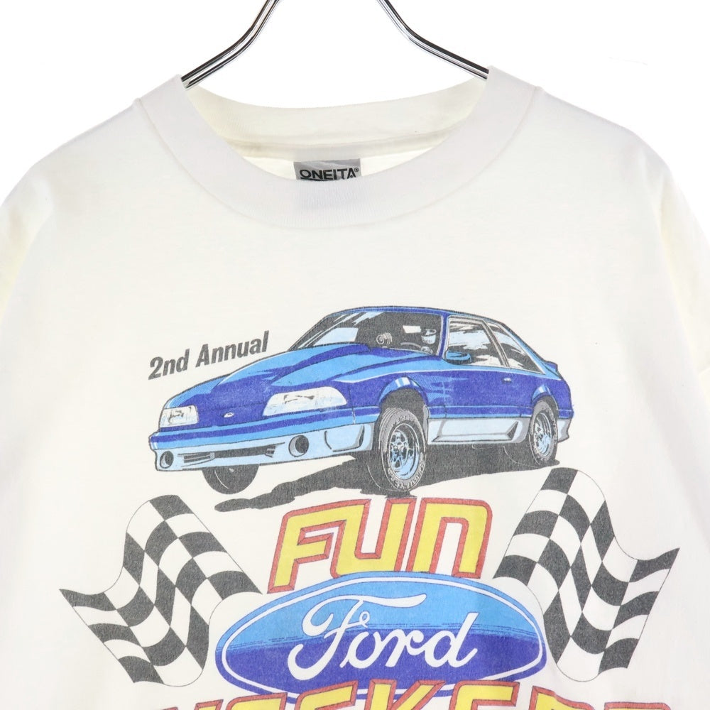 VINTAGE(ヴィンテージ) 90S VINTAGE FORD 2ND ANNUAL FUN WEEKEND INDIANAPOLIS RACEWAY PARK ヴィンテージ USA製 フォード 両面プリント クルーネック 半袖Tシャツ ホワイト