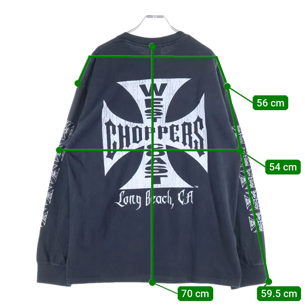 VINTAGE(ヴィンテージ) WEST COAST CHOPPERS USA製 ウエストコーストチョッパーズ 両面アームプリント 長袖Tシャツ