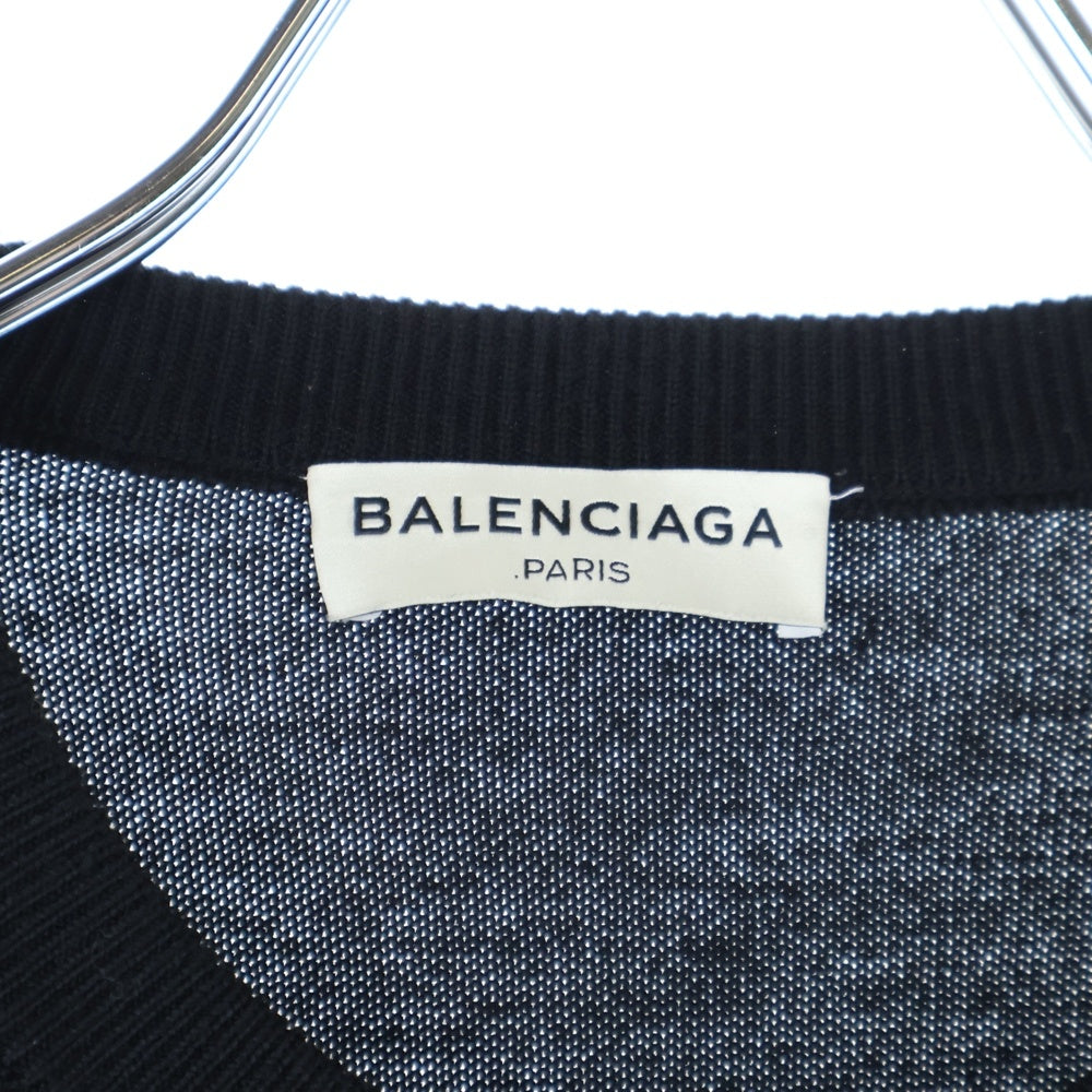 BALENCIAGA(バレンシアガ) ウール クルーネック 半袖ニットワンピース レディース ブラック 334801