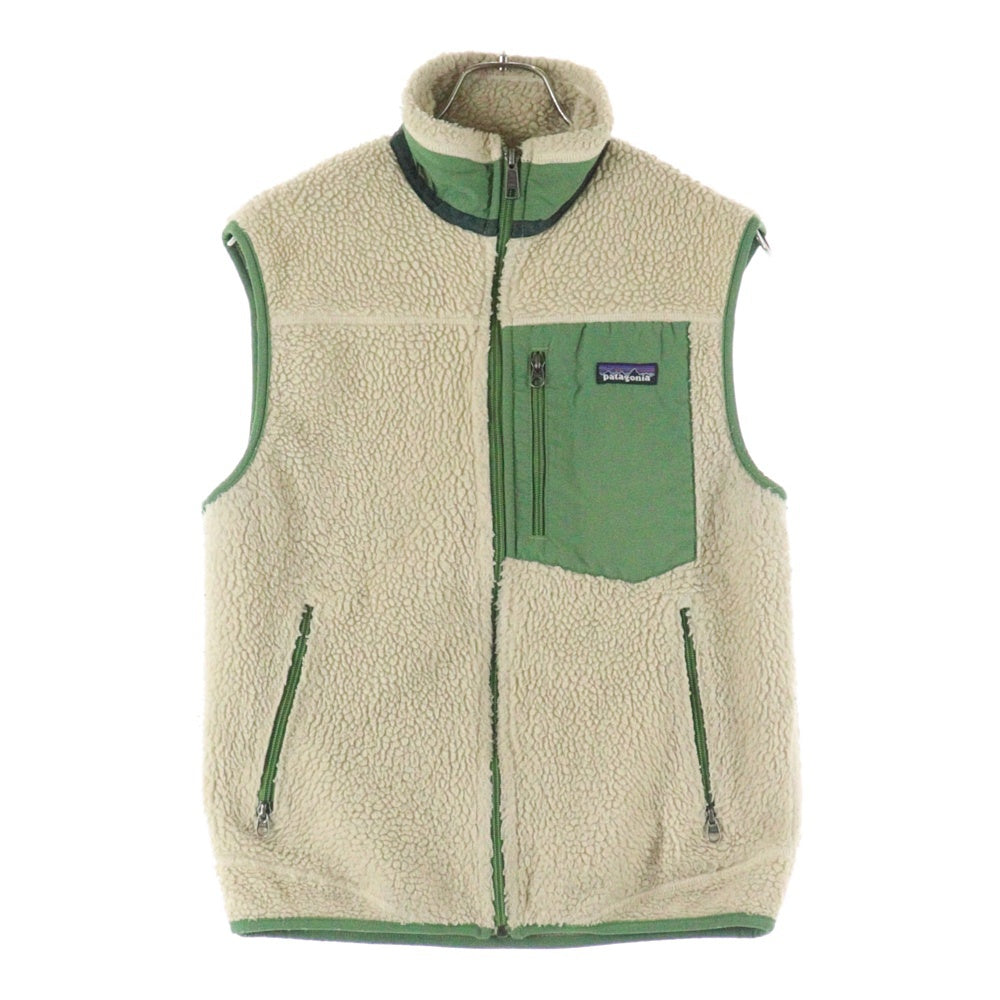 PATAGONIA(パタゴニア) 09AW Classic Retro X クラシックレトロX ボアフリースベスト ジャケット ベージュ/グリーン 23046F9