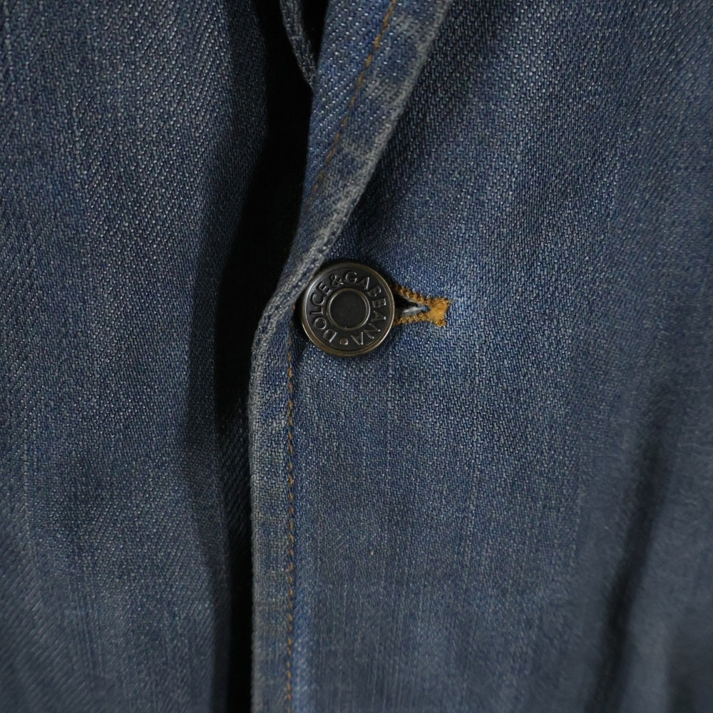 DOLCE & GABBANA(ドルチェアンドガッバーナ) ヴィンテージ加工 ノッチドラペル 1B シングルテーラードデニムジャケット インディゴ DJ-G2AS6D