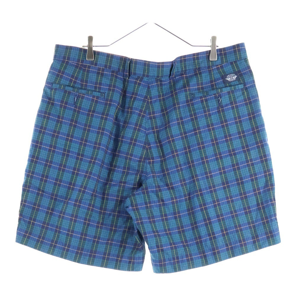 NO BRAND(ノーブランド) DOCKERS ドッカーズ チェック柄 タック入り コットン ハーフパンツ ショーツ ブルー/グリーン
