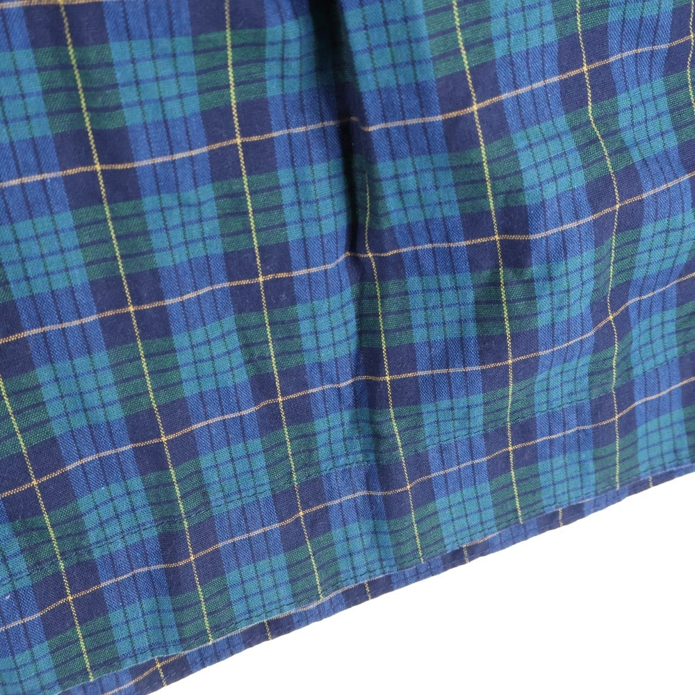 NO BRAND(ノーブランド) DOCKERS ドッカーズ チェック柄 タック入り コットン ハーフパンツ ショーツ ブルー/グリーン