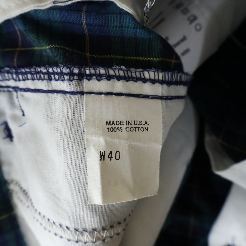 NO BRAND(ノーブランド) DOCKERS ドッカーズ チェック柄 タック入り コットン ハーフパンツ ショーツ ブルー/グリーン