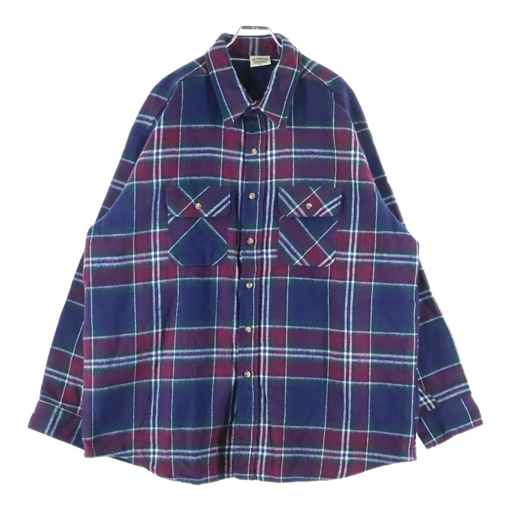 VINTAGE(ヴィンテージ) 90S VINTAGE FIVE BROTHERS HEAVY FLANNEL SHIRT ヴィンテージ ファイブブラザーズ チェック柄 ヘビーネルシャツ ネイビー/パープル