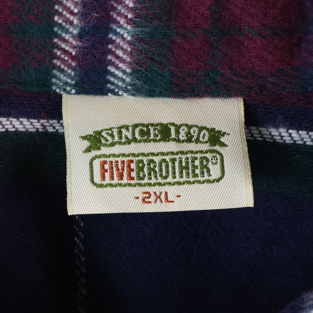 VINTAGE(ヴィンテージ) 90S VINTAGE FIVE BROTHERS HEAVY FLANNEL SHIRT ヴィンテージ ファイブブラザーズ チェック柄 ヘビーネルシャツ ネイビー/パープル