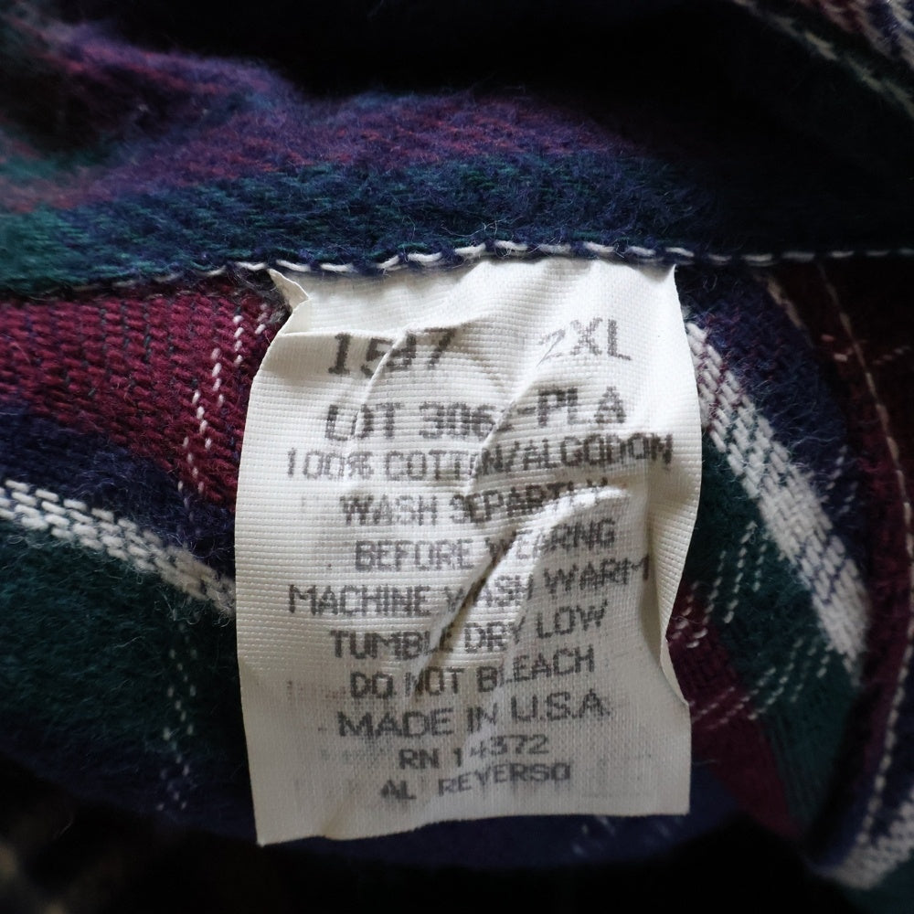 VINTAGE(ヴィンテージ) 90S VINTAGE FIVE BROTHERS HEAVY FLANNEL SHIRT ヴィンテージ ファイブブラザーズ チェック柄 ヘビーネルシャツ ネイビー/パープル