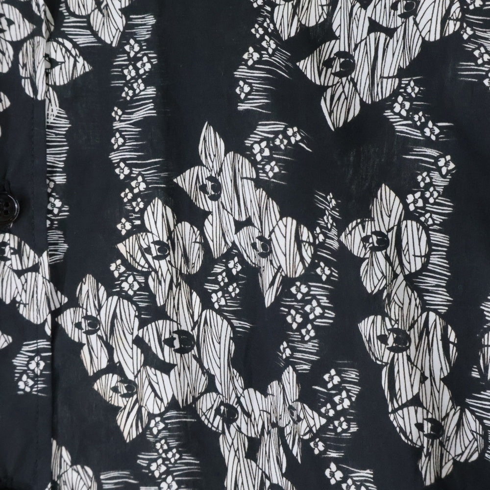 DOLCE & GABBANA(ドルチェアンドガッバーナ) 花柄 ロングスリーブ コットンシャツ ブラック/ホワイト G5EJ0T FS56C